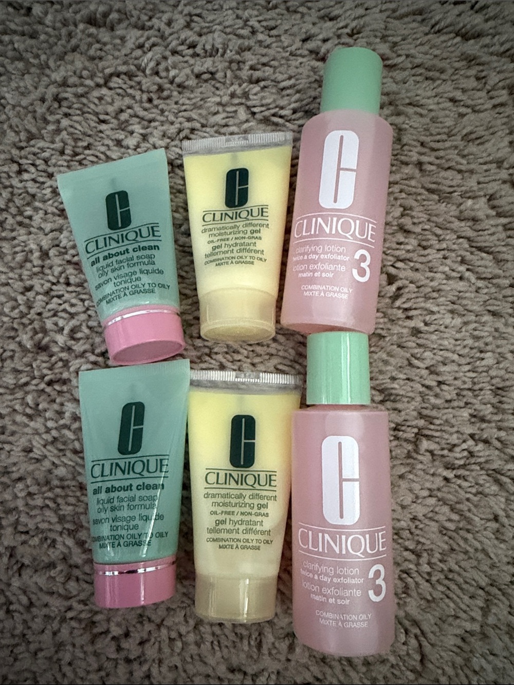 Clinique Mini Skincare Trio Set - Pink, Green & Yellow